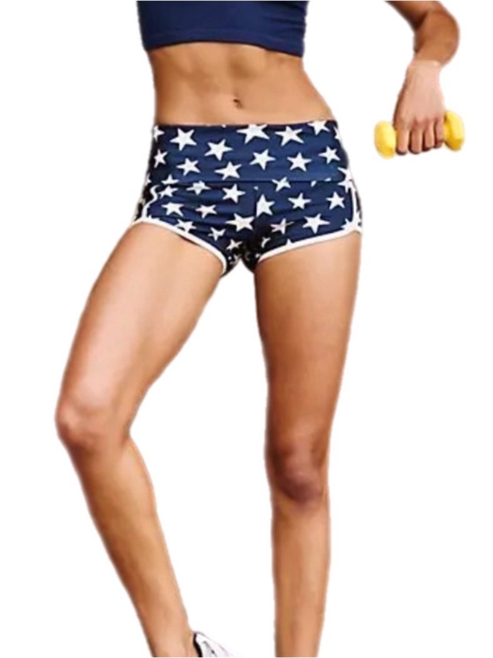Free People | Island Time Navy Star-Print High-Rise Yoga Athletic Shorts - Picture 12 of 15